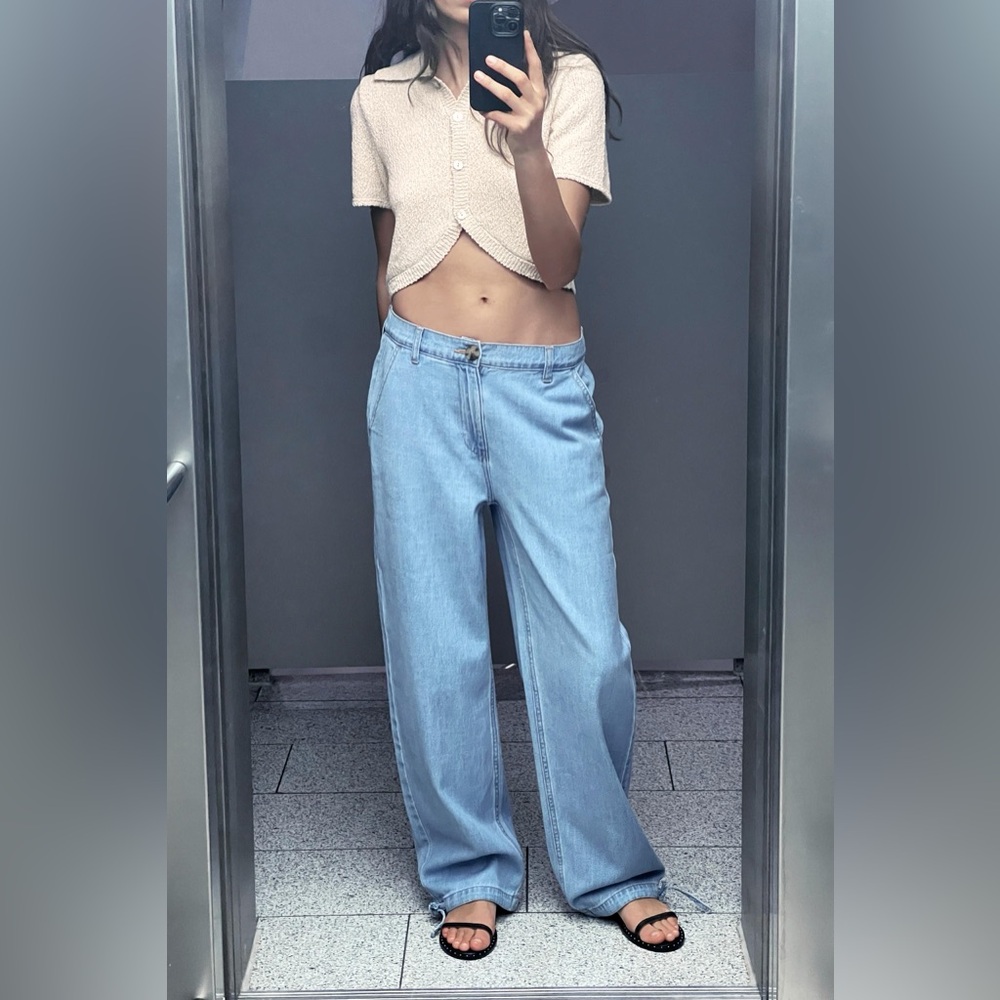 Zara Light Blue Wide Leg Jeans